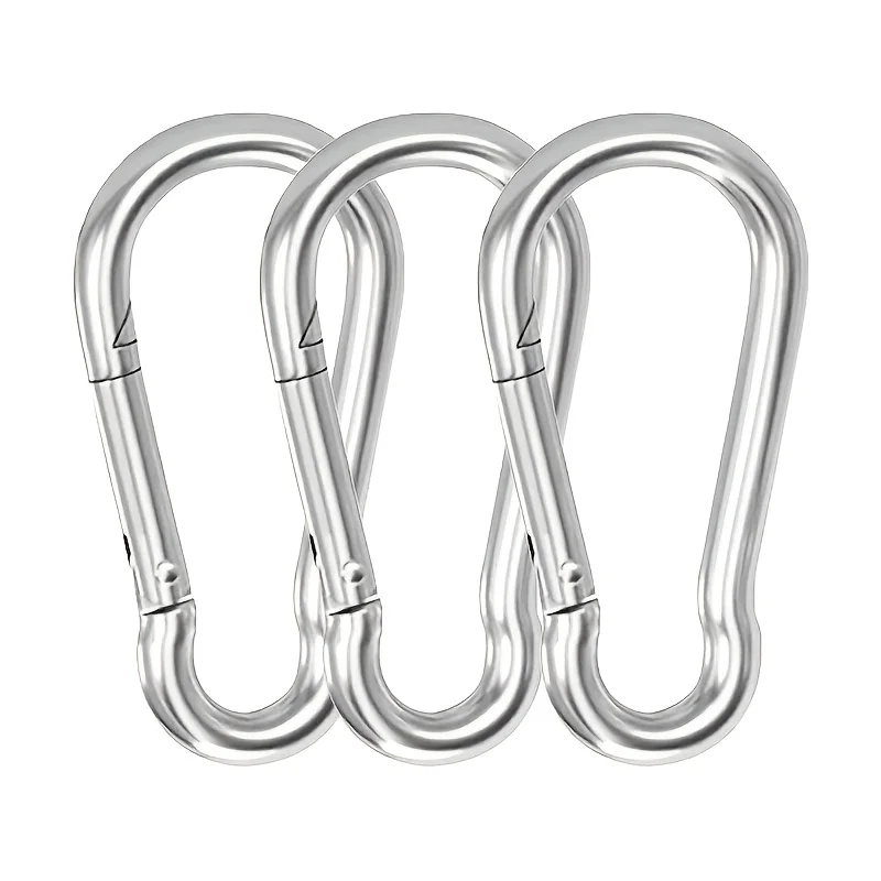 Durable Silver Metal Carabiner Buckles Economical Wholesale Anti-rust Clips Stylish Ornament Hardware Key Holder School Bag 3pcs