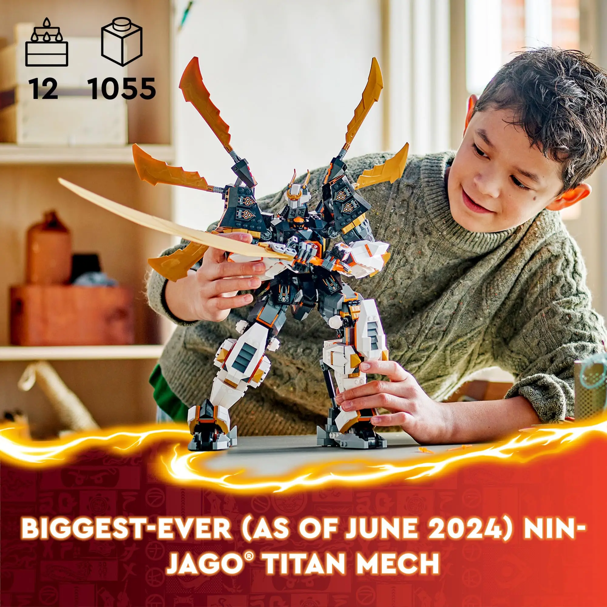 LEGO Ninjago-71821 Cole's Titan Dragon Mecha Creative Building Block Toy Ornaments, Room Decoration Gift