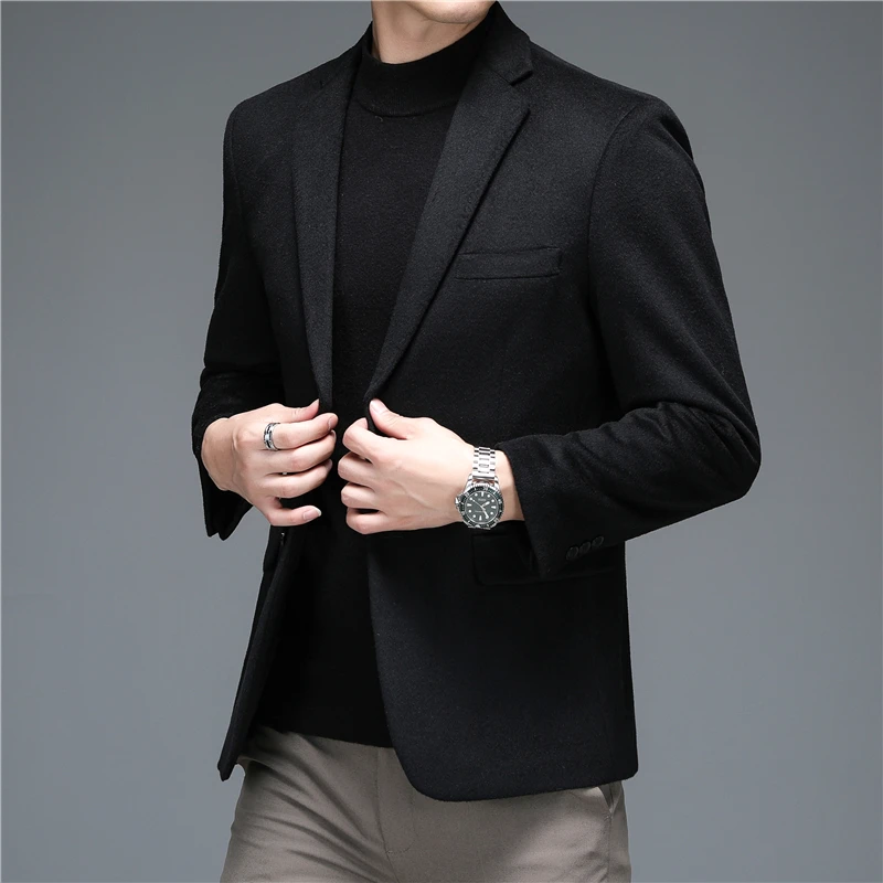 Mens Blazer Jacket 2022 New Arrivals Men\'s Smart Casual Classic Wool Camel Double Breasted Suits Coats Dress  Brand Clothing