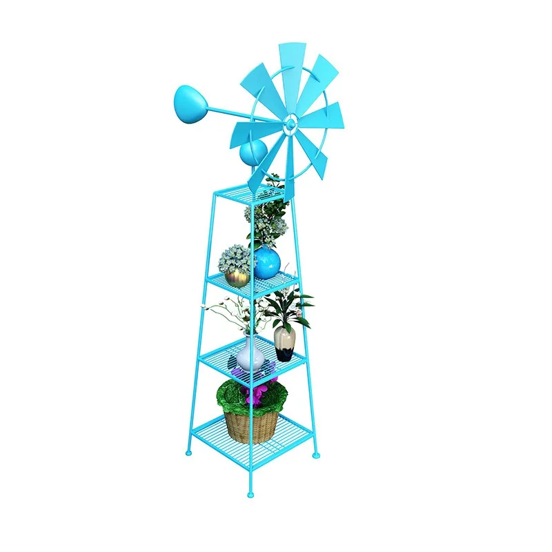 Garden wind outdoor garden flower stand creative windmill multi-layer flower stand yard balcony green plants climbing