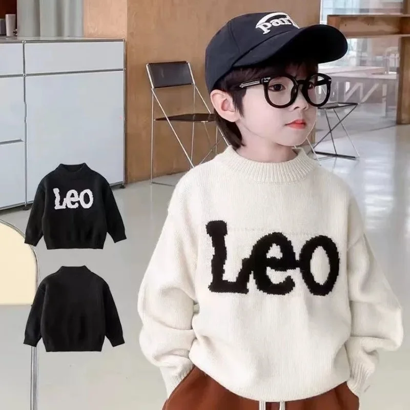 

Boys Woolen Sweater Crochet Cotton Windbreak 2025 Dazzling Warm Thicken Autumn Winter Pullover Plus Size Children's Clothing