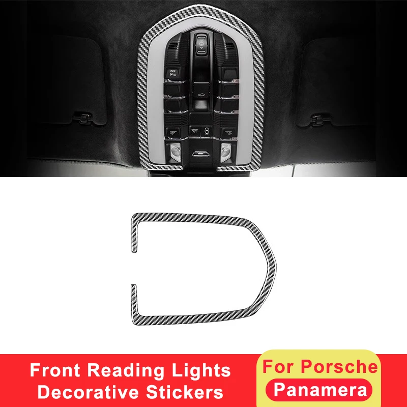 

For Porsche Panamera 2010-2016 Carbon Fiber Car Front Reading Light Panel Cover Trim Sticker Interior Modification