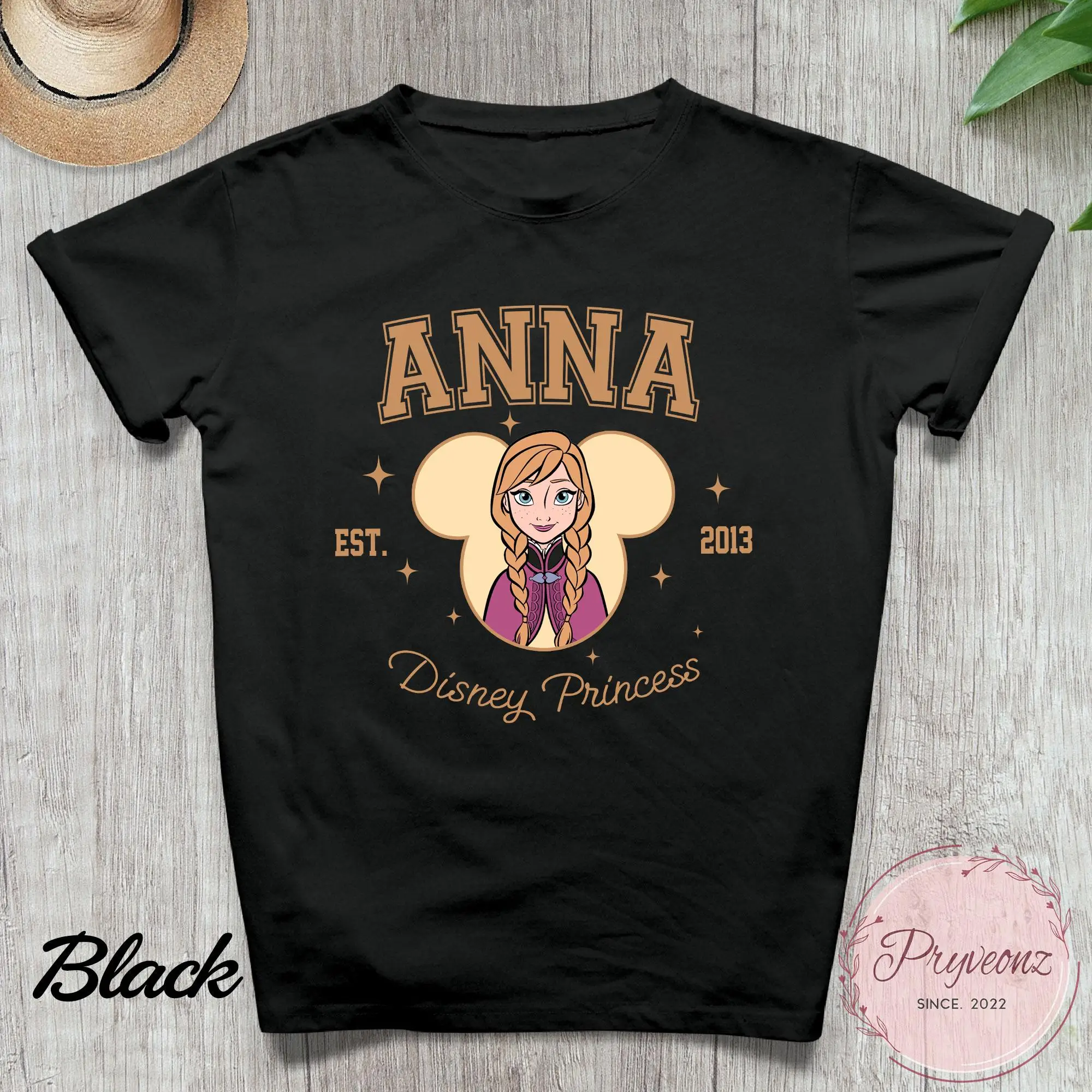 2025 الصيف أزياء جديدة آنا الأميرة Est 2013 قميص المجمدة آنا قميص آنا الأميرة قميص ميكي الأذن تي الأميرة قميص