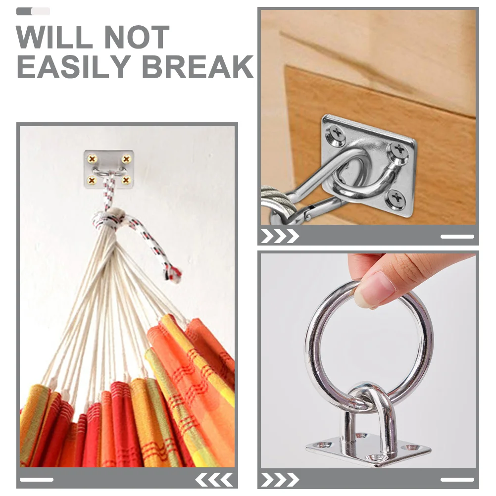 2 Pcs Fixed Square Door Catch Hook Ceiling Mount Hooks Heavy Duty Eye Bolts Stainless Steel Plate