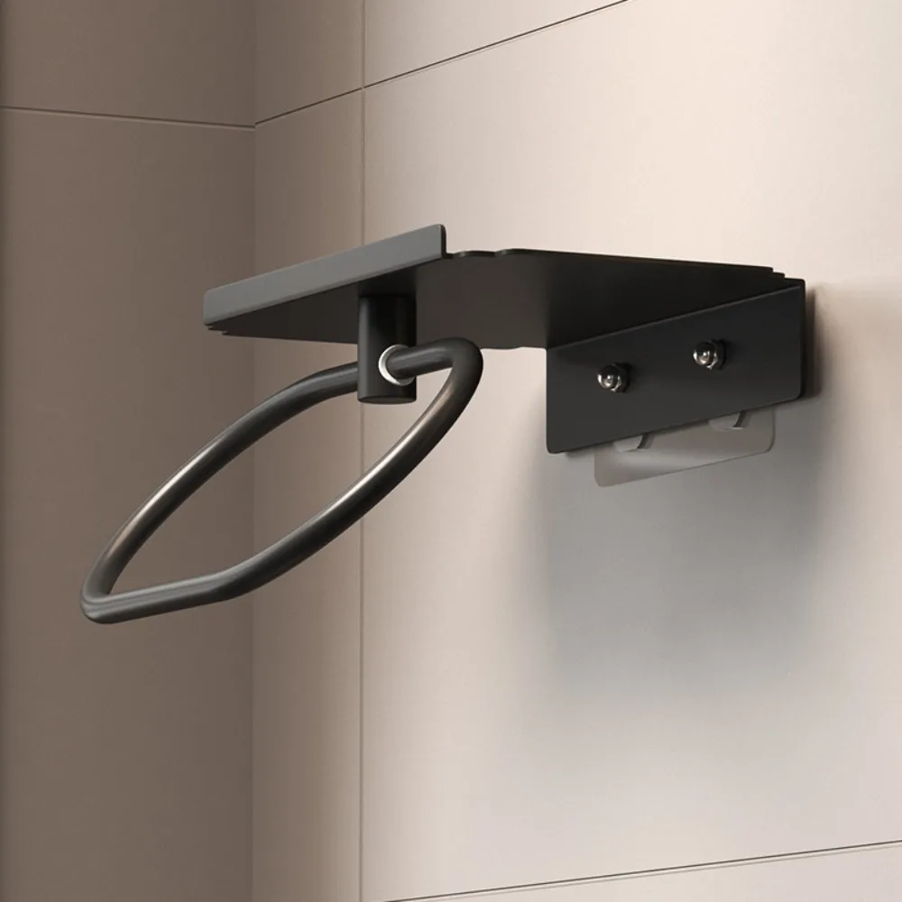 No Drill Dual Purpose Oval Towel Rack Tissue Holder Oval Wall Mounted Towel Holder Space Saving Organizer Bathroom Accessories