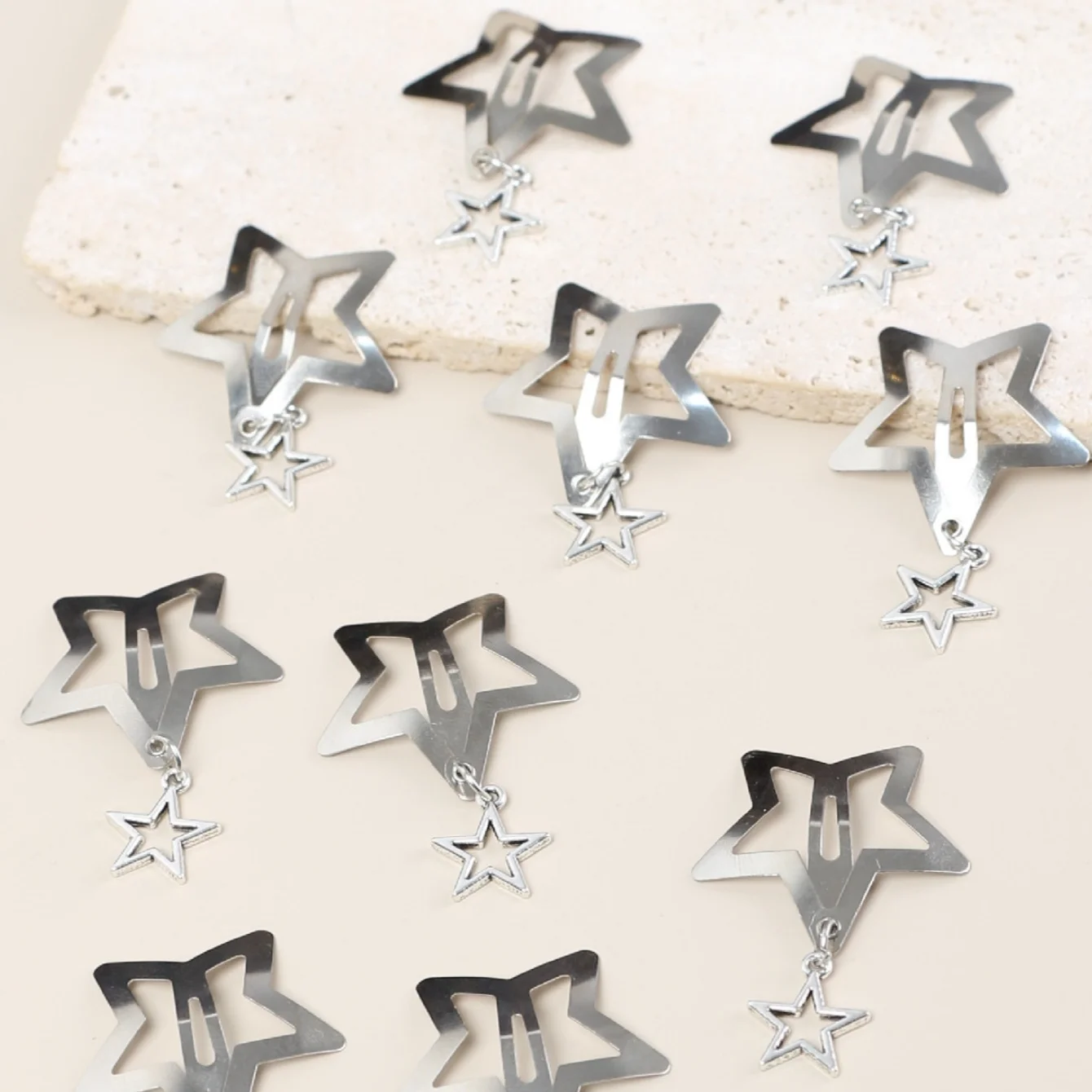 10pcs Y2K Star BB With Star Pendant hair clips, everyday casual multi-purpose hair accessories For women Girls