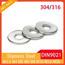 Grande rondelle plate en acier inoxydable 304/316, grand joint plat, M3, M3.5 figuré, M5, M6, M8, M10, M12, M14, M16, M18, M20, M22, M24, DIN9021