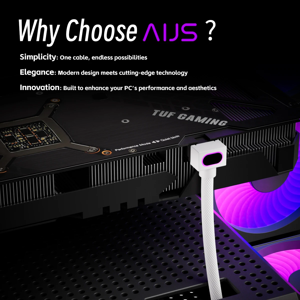 AIJS 8PIN GPU PSU Extension Cable ARGB Light, Graphics Card PC Power Cord, Copper Wire Power Extension Cable