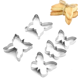 5pcs/set Butterfly Cookie Cutter Stainless Steel Biscuit Mould Butterfly Shape Fondant Cake Mold DIY 3D Pastry Cake Tools