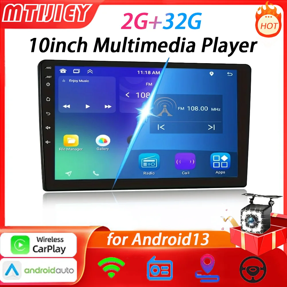 MTIJIEY 2+32G 2Din Car Radio Carplay Android Auto 10