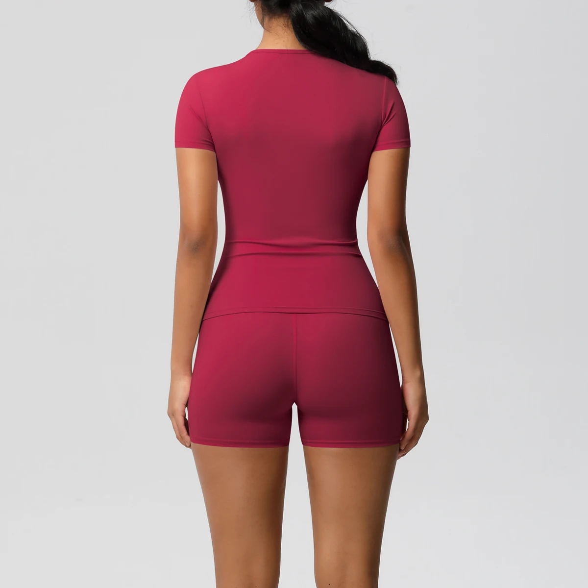 운동복 스포츠웨어 2피스 여성 요가 셔츠 푸쉬업 운동복 여성 야외 스포츠 하이웨이스트 피트니스 스포츠 반바지