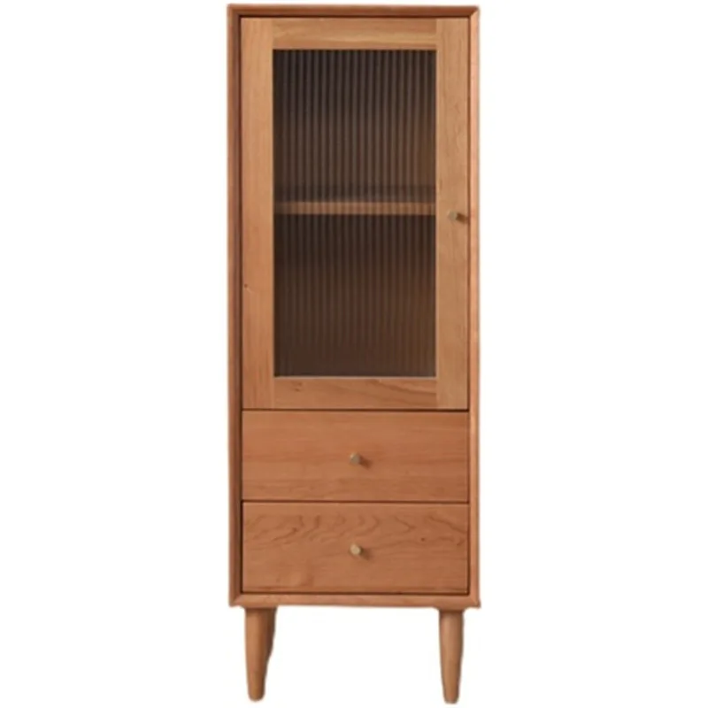 Small Nordic solid wood high and low wine cabinet, cherry wood multi-functional storage cabinet with drawer storage cabinet