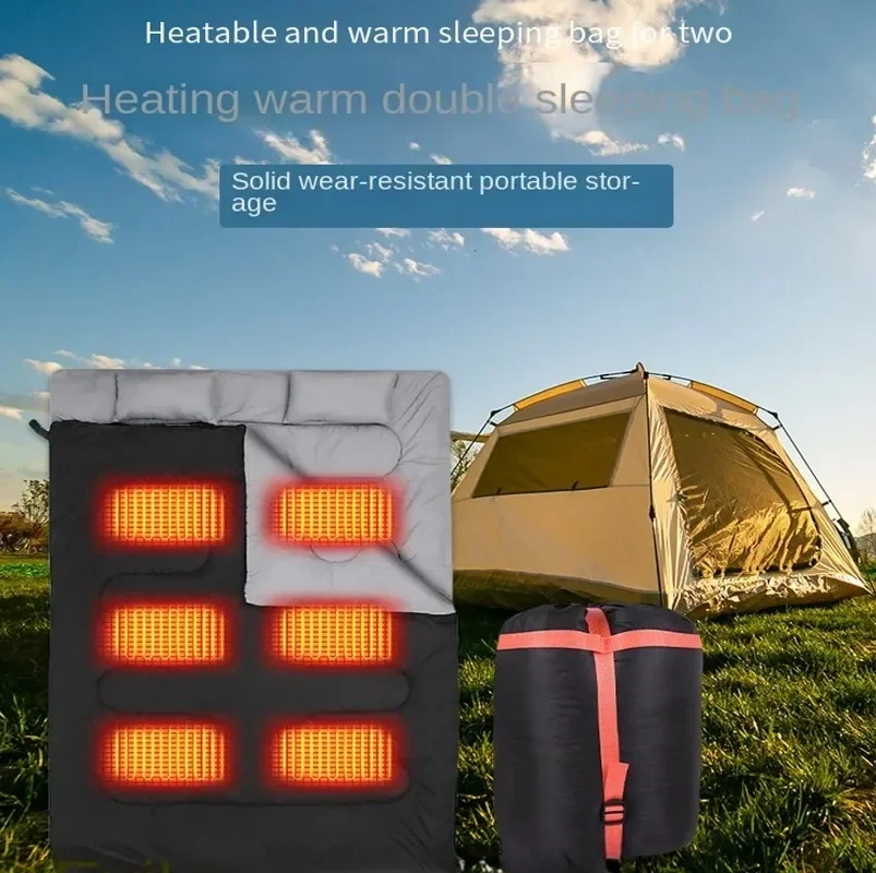 6Area USB Verwarmde Winter Camping Slaapzakken Dons Wattenschijfjes 3 Gear Ultralight Outdoor Camping Matras Thermische Pad Verwarming Mat