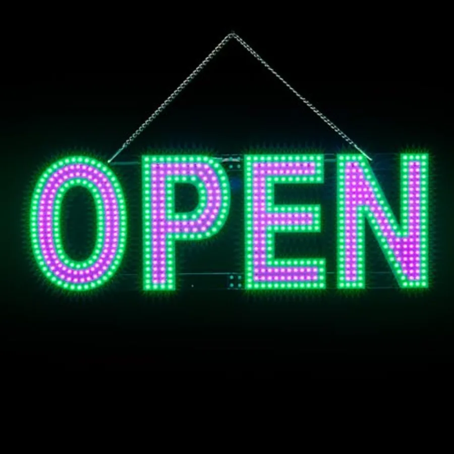 

Pink/Green LED Open Sign for Business 30x10 inch Ultra Bright Light Up LED Sign for Storefront Window Glass Door Wall - Busines