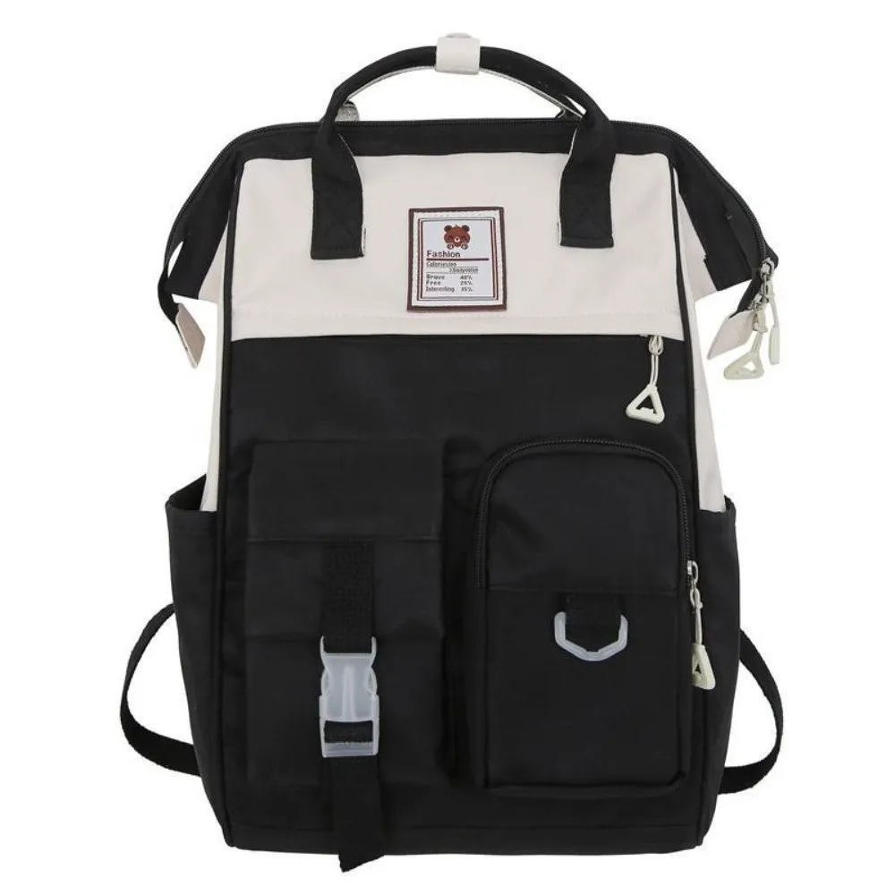 

Adjustable Large Capacity Backpack Korean Style Contrast Color Casual Nylon Daypack Soft Anti-splash Water Women School Bag Work