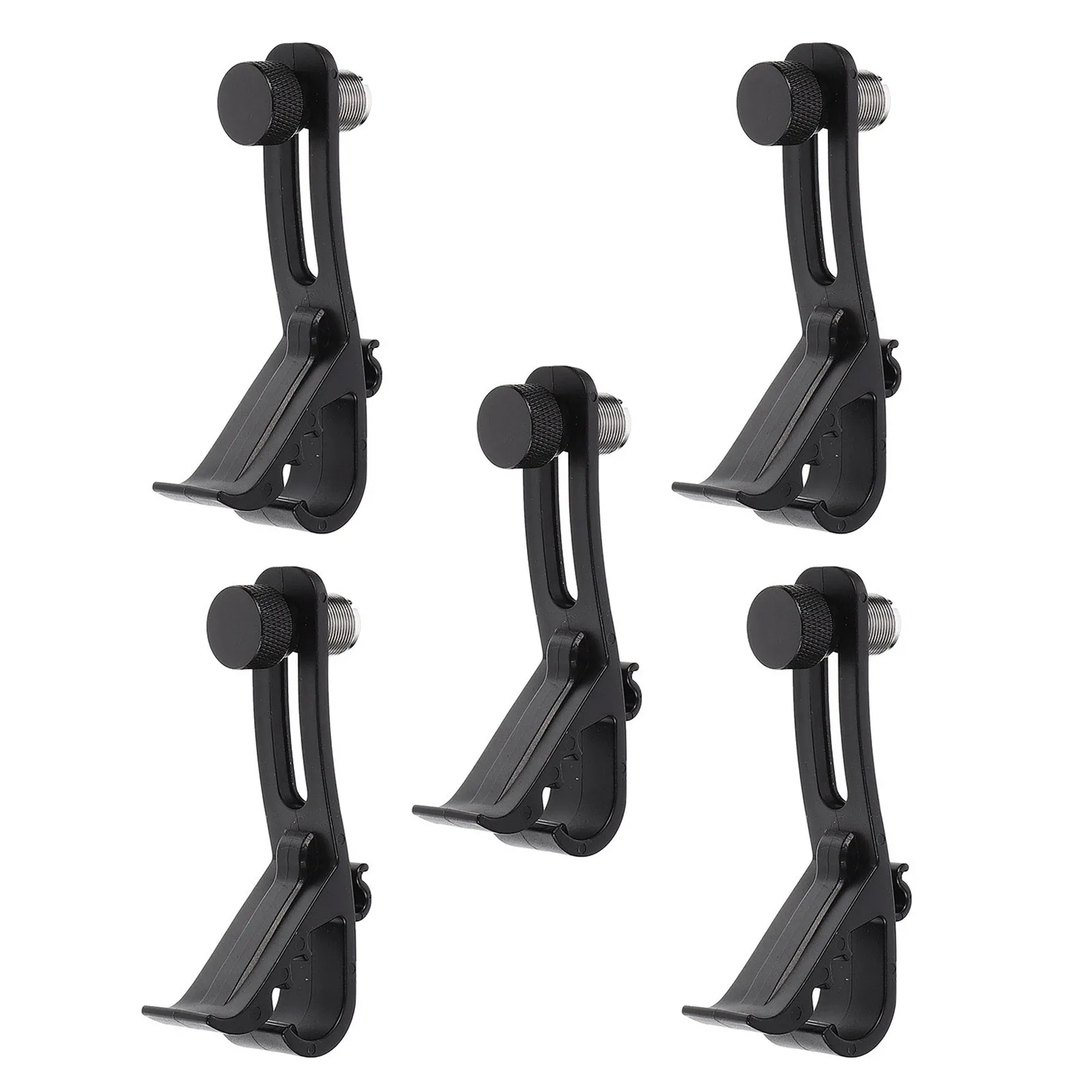 5Pcs Drum Accessories Black Microphone Clamp Holder Set Adjustable Metal Drum Mic Rim Mount for Live Stage Practice