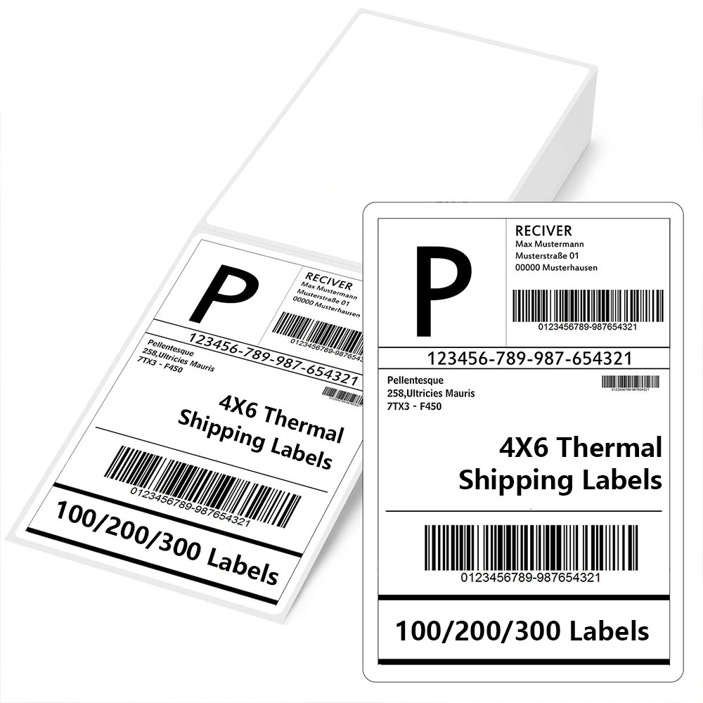 4x6 Inch Direct Thermal Label 100/200/300 Sheets Adhesive Shipping Labels Paper For 9220/9210/246S For DHL UPS Express Barcode
