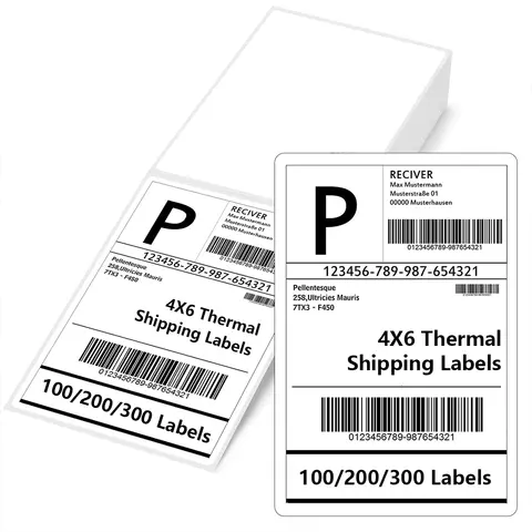 4x6 Inch Direct Thermal Label 100/200/300 Sheets Adhesive Shipping Labels Paper for 9220/9210/246S DHL UPS Express Barcode
