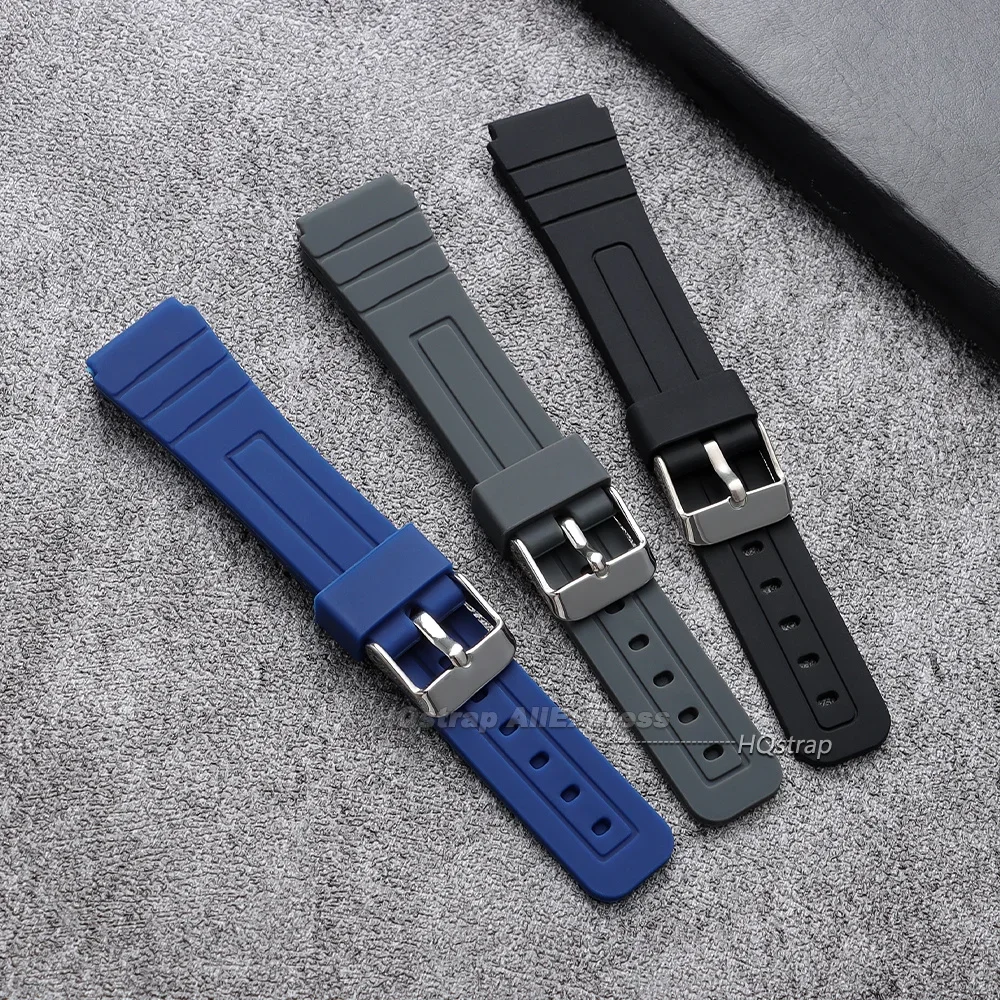 18mm Premium Silicone Watch Strap Bracelet for Casio W800H SGW400 F91W F84 F105/108/A158/168 AE1200/1300 Waterproof Wristband view 3