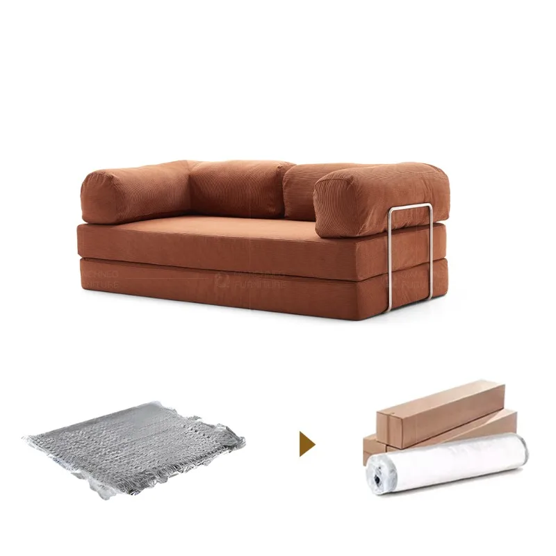 compressed sponge packaging vacuum sofa bed Guangzhou direct sales design retractable sofa living villa basement furniture