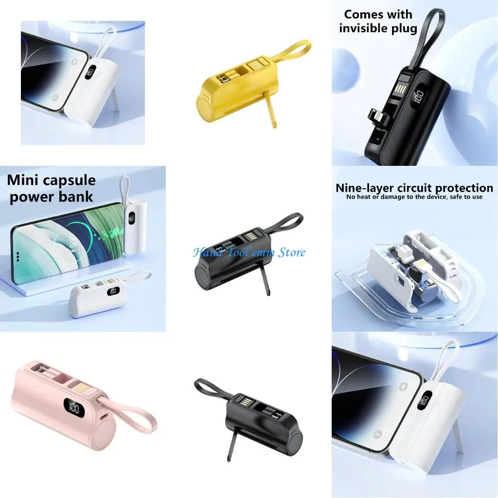 

H37F 5000mAh 10W Capsules Power Banks with Concealed Stand and Cable