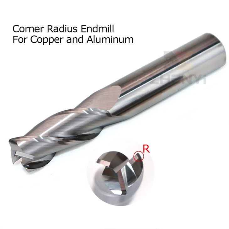Eckradius-Schaftfräser R Bull Nose Fräser Metallfräswerkzeug DLC-beschichtet CNC-Oberflächenbearbeitung für Aluminium 3 Schneiden R0.5 – Detail 9
