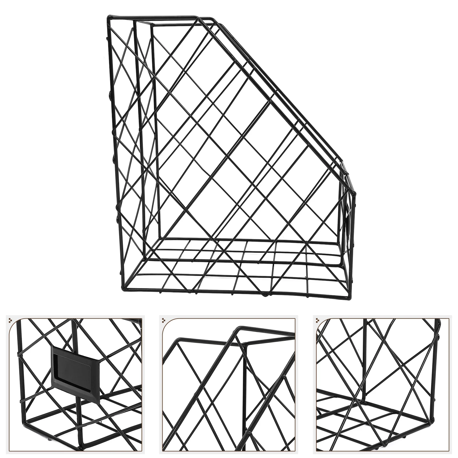 Wrought Iron File Holder Organizer for Desk Exquisite Book Tabletop Vertical Paper Wear-resistant Rack Desktop Bookshelf