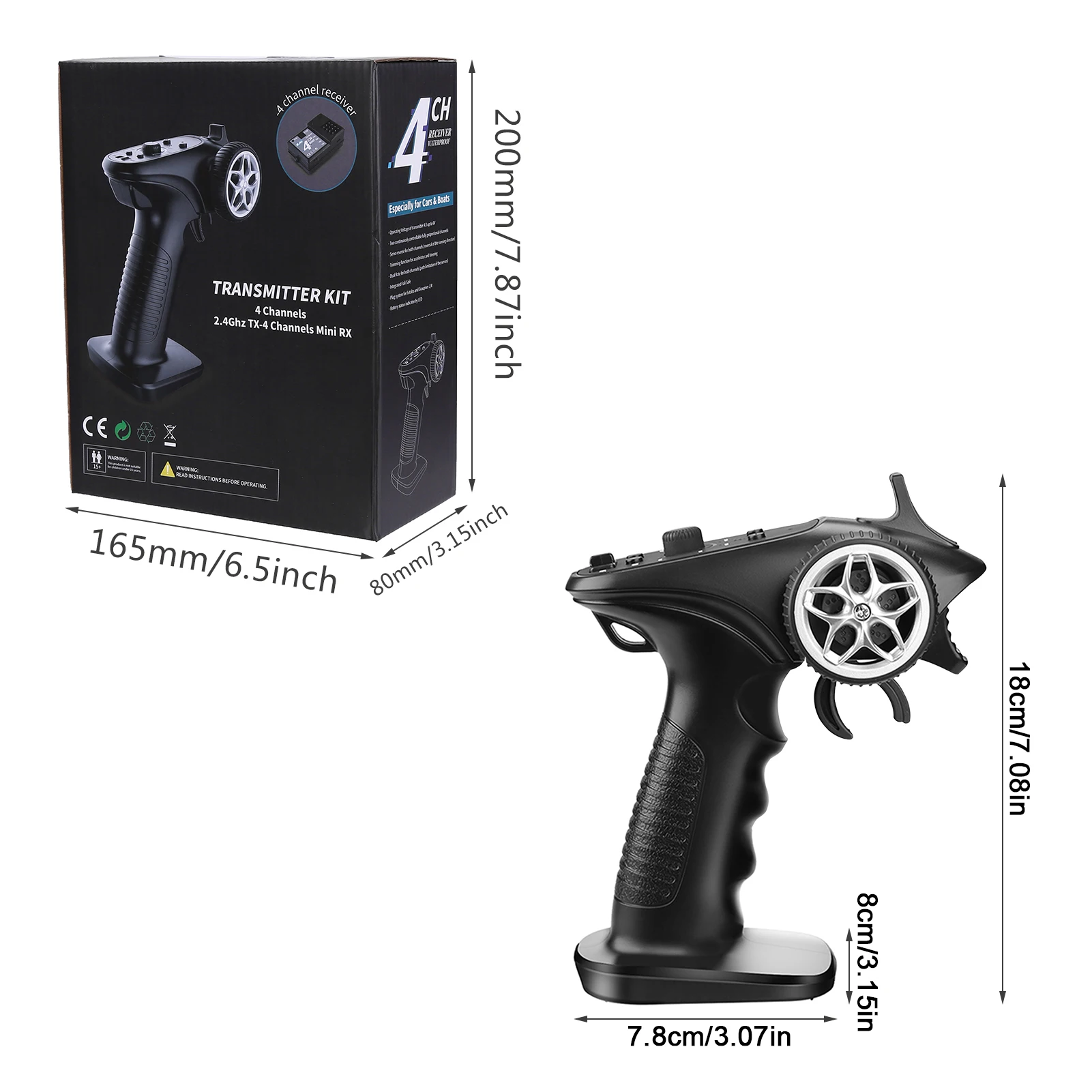 RC 카 보트용 무선 시스템 송신기 컨트롤러, 원격 제어 W 수신기, 빠른 응답 방수, GA4HTX TX4, 24GHz, 4CH