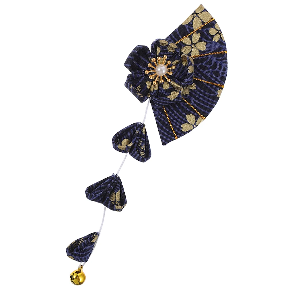 

1pcs Japanese Cherry Blossom Fan Hair Clip Vintage Tassel Bell Pendant For Women Hanfu Kimono Lolita Accessories
