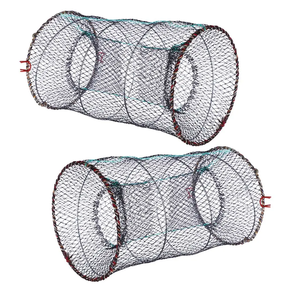 

2Pcs Foldable Net High Strength Material Polygonal Design Crawfish Collapsible Crawfish Fish Bag Storage