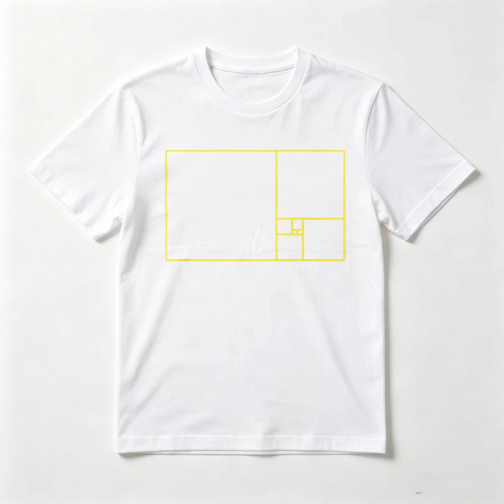 Golden Fibonacci Ratio Rectangle Graphic Printed Cllassics T-Shirt Vintage Style Casual Fahsion Loose Harajuku Short Sleeve Tees