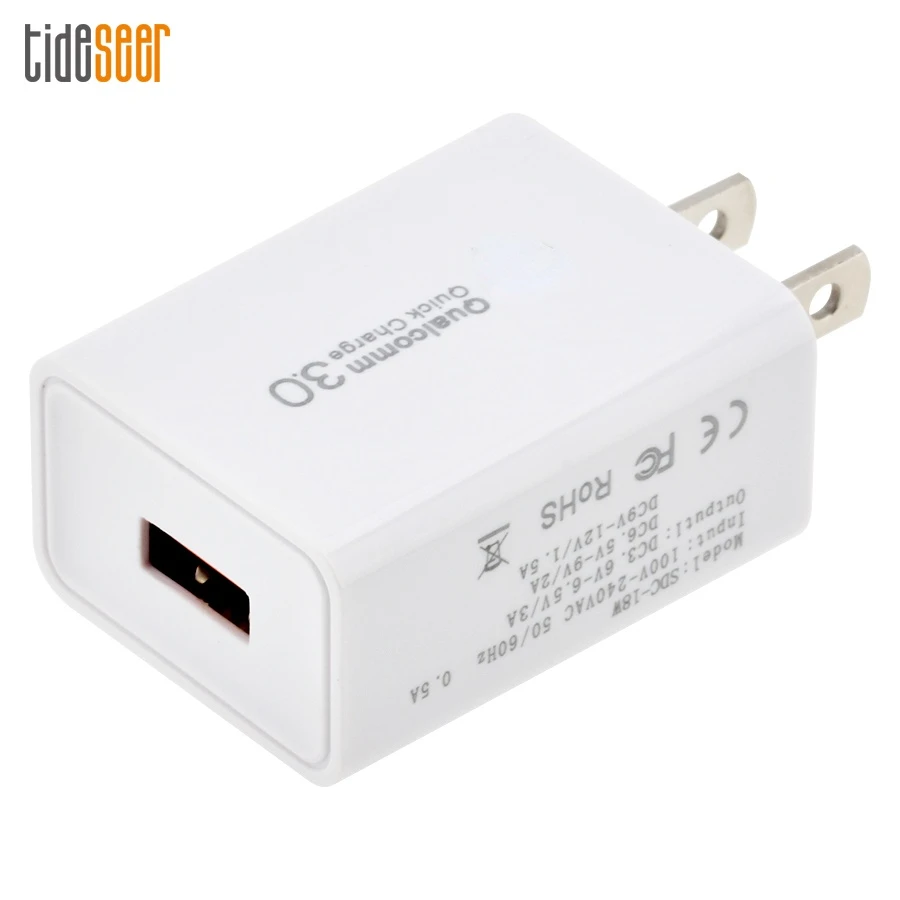 Universal 18W USB Quick Charge 3.0 For iPhone Xiaomi Huawei US Wall Travel Adapter Mobile Phone Fast Charger for Samsung 100pcs