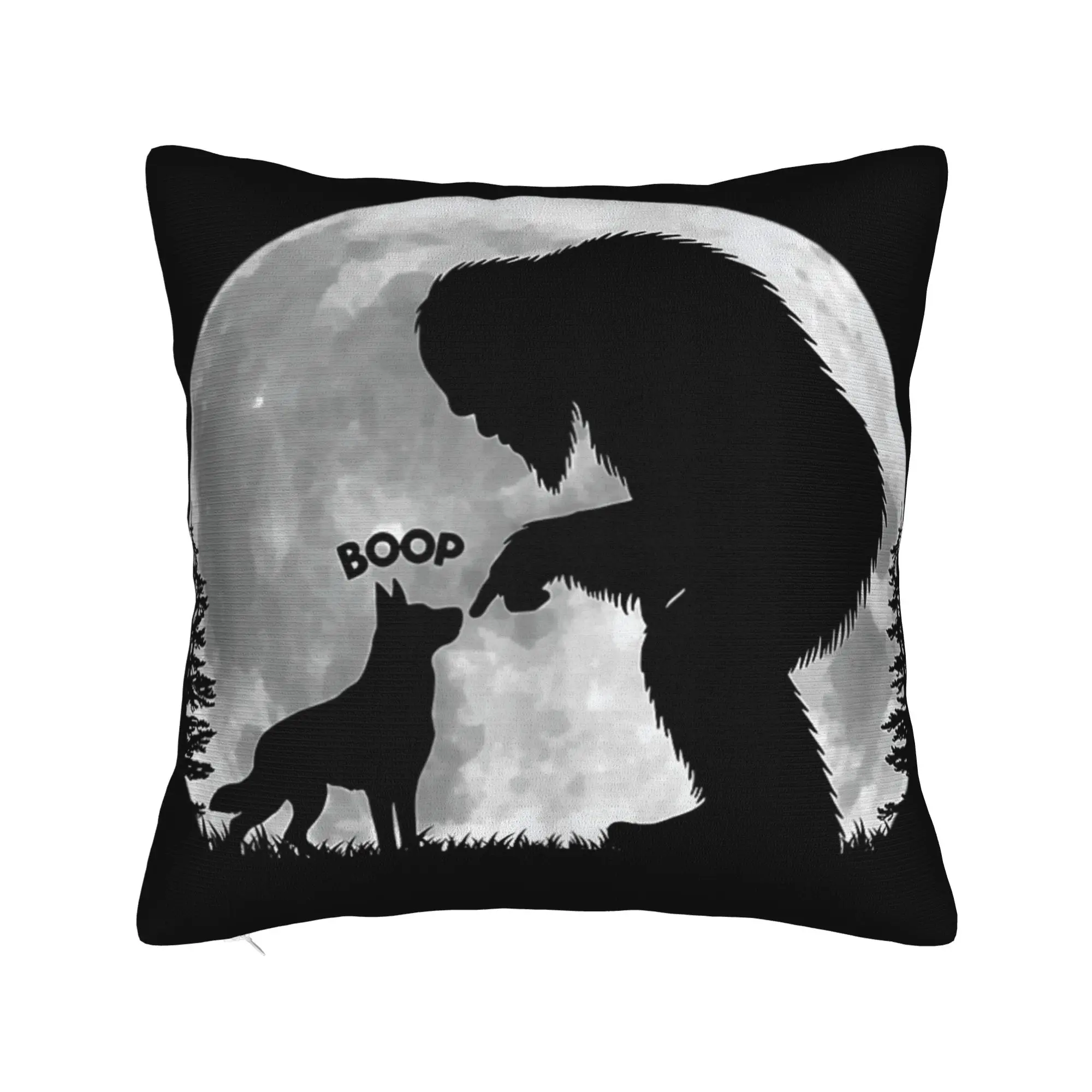 Fun Hand Boop Nose Bigfoot Sasquatch German Shepherd Moon Pillow Cover  Morden Pillow Case Bed Living Room Soft Pillowcases Gift