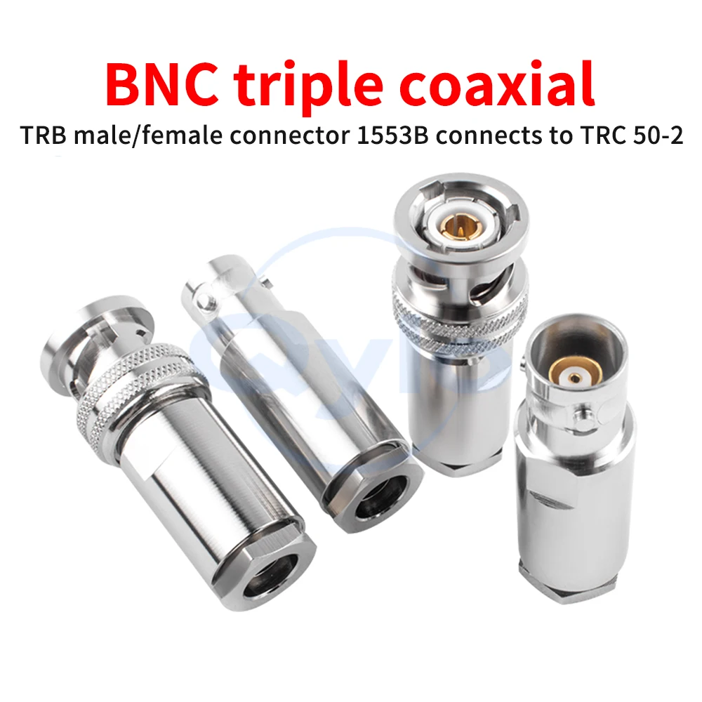 Triple coaxial BNC male/female TRB-J lock-hole connectors, plug-in type, compatible with TRC 50-2 cable (1 pcs)