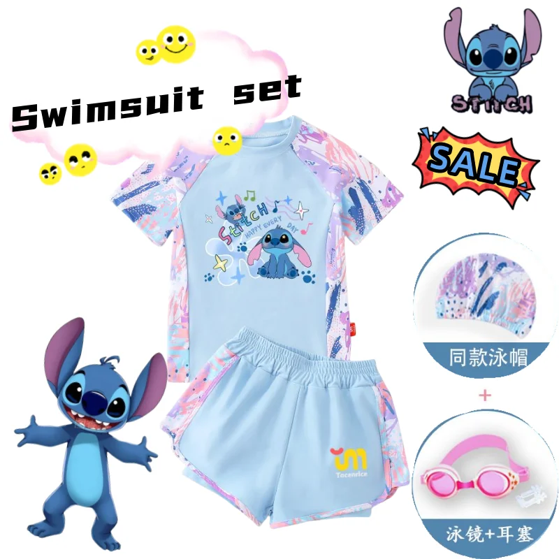 

Stitch Cute Cartoon Anime Kawaii Creative Breathable Elastic Large Soft and Comfortable Girls Peripheral Leisure Swimming Set