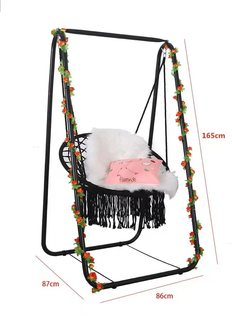 165cm Outdoor and Indoor Rope Hanging Chair Swing Seat Nordic Style Dormitory Garden Hanging Hammock Patio Chair Swing