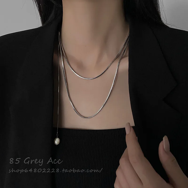 Stacked versatile snake bone necklace Titanium steel girl collarbone chain Collar For Women‘