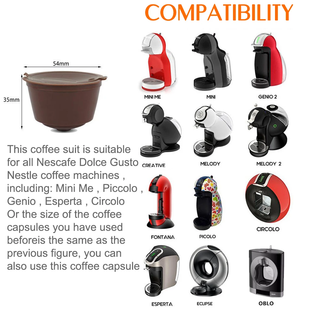 6/3PCS Reusable Coffee Capsule For Nescafe Dolce Gusto Machine Refillable Coffee Capsule Filter Cup Kit