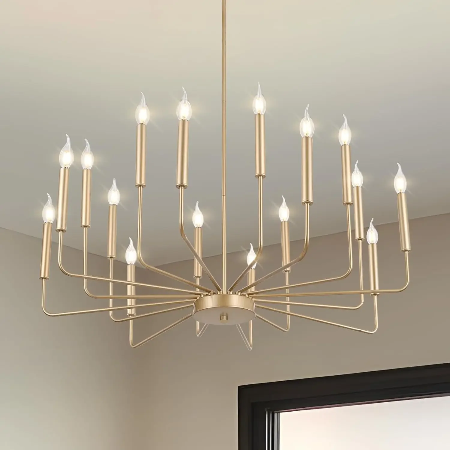 

Chandelier for Dining Room, 16-Light Rustic Candle Chandelier Light Fixture, Industrial Hanging