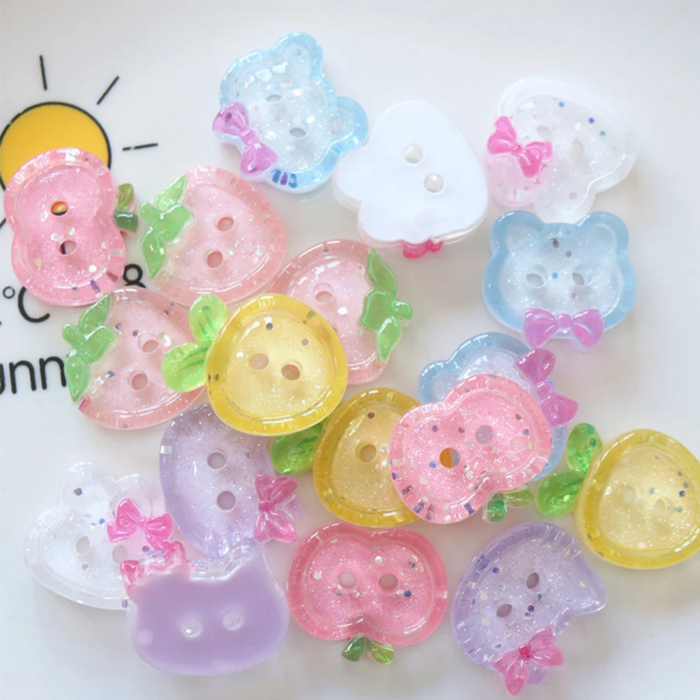 10PCS Bear Button Shape Series Miniature Flat Back Resin Cabochons For Hairpin Scrapbooking DIY Home Decor Craft Accessories