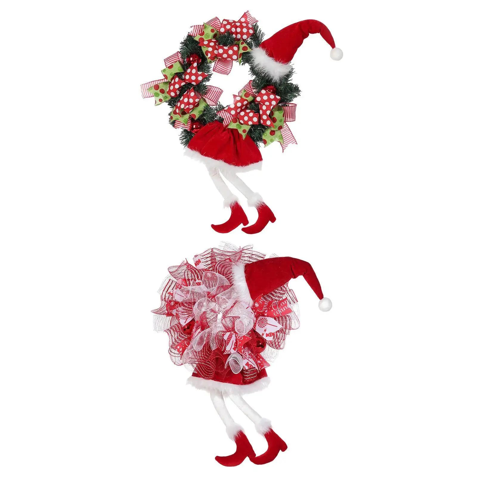 Christmas Elf Legs Wreath Front Door Wreath Home Decor Display Creative