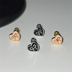 Sweet Bowknot Love Heart Drip Glaze 316L Stainless Steel Ear Bone Nail New Delicate Quality Small Earrings for Women Y2K Jewelry