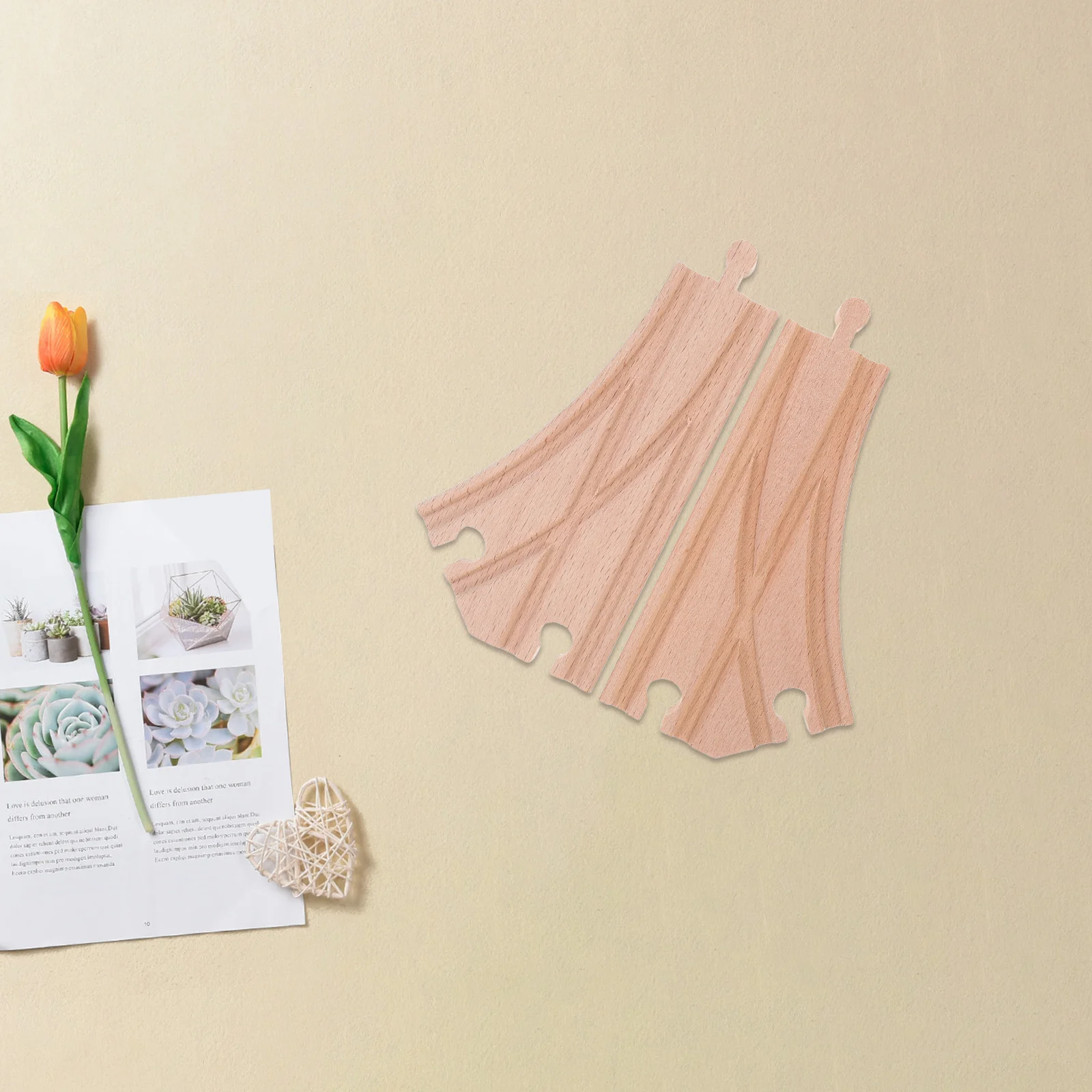 2 szt. Drewniane akcesoria do kolejki, wielokierunkowe przełączniki torowe, rozszerzalne elementy kolejowe, edukacyjny drewniany zestaw kolejowy