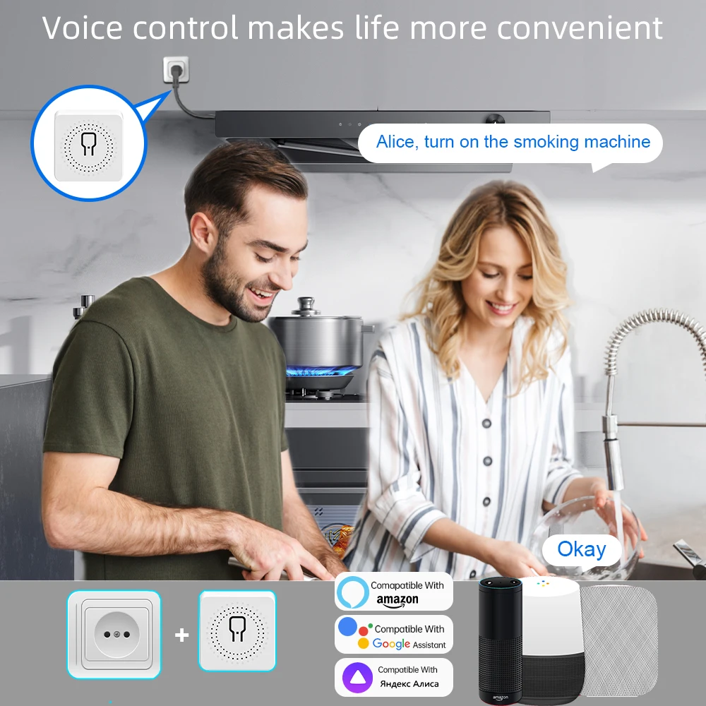 Tuya Zigbee 3.0 Smart Switch 1/2/3/ 4-Way Mini Smart Light Breaker Compatible with Smart Life Alexa Google Home voice control view 4