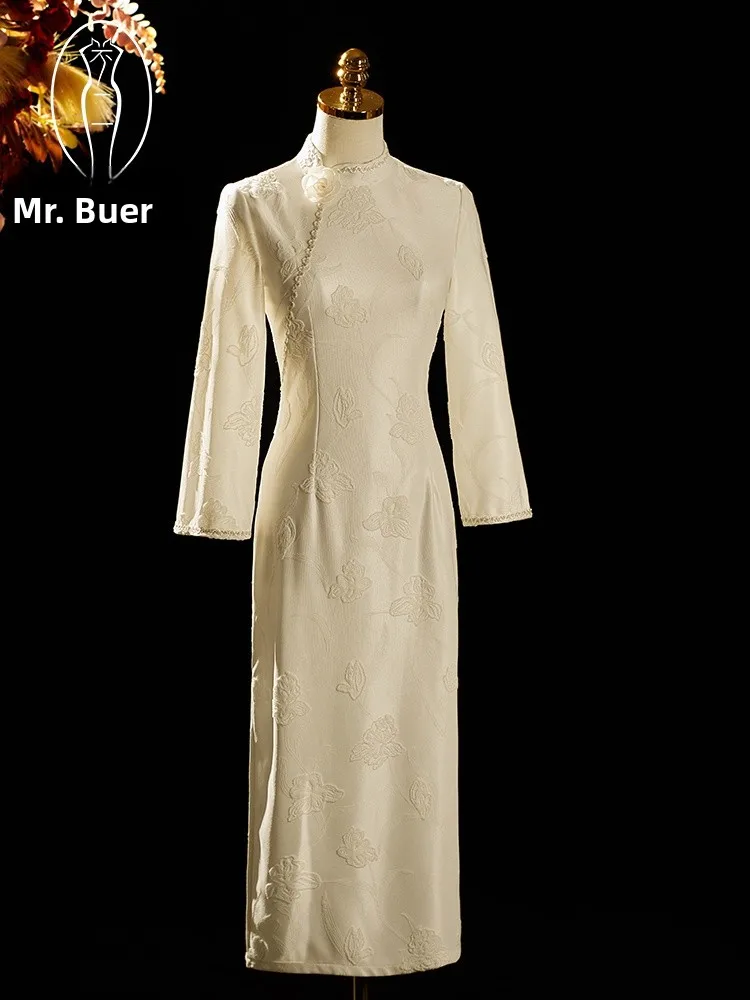 

Новое китайское белое ципао Irisy Young для свадебных и помолвочных церемоний, вечеринок, подходит для повседневной носки