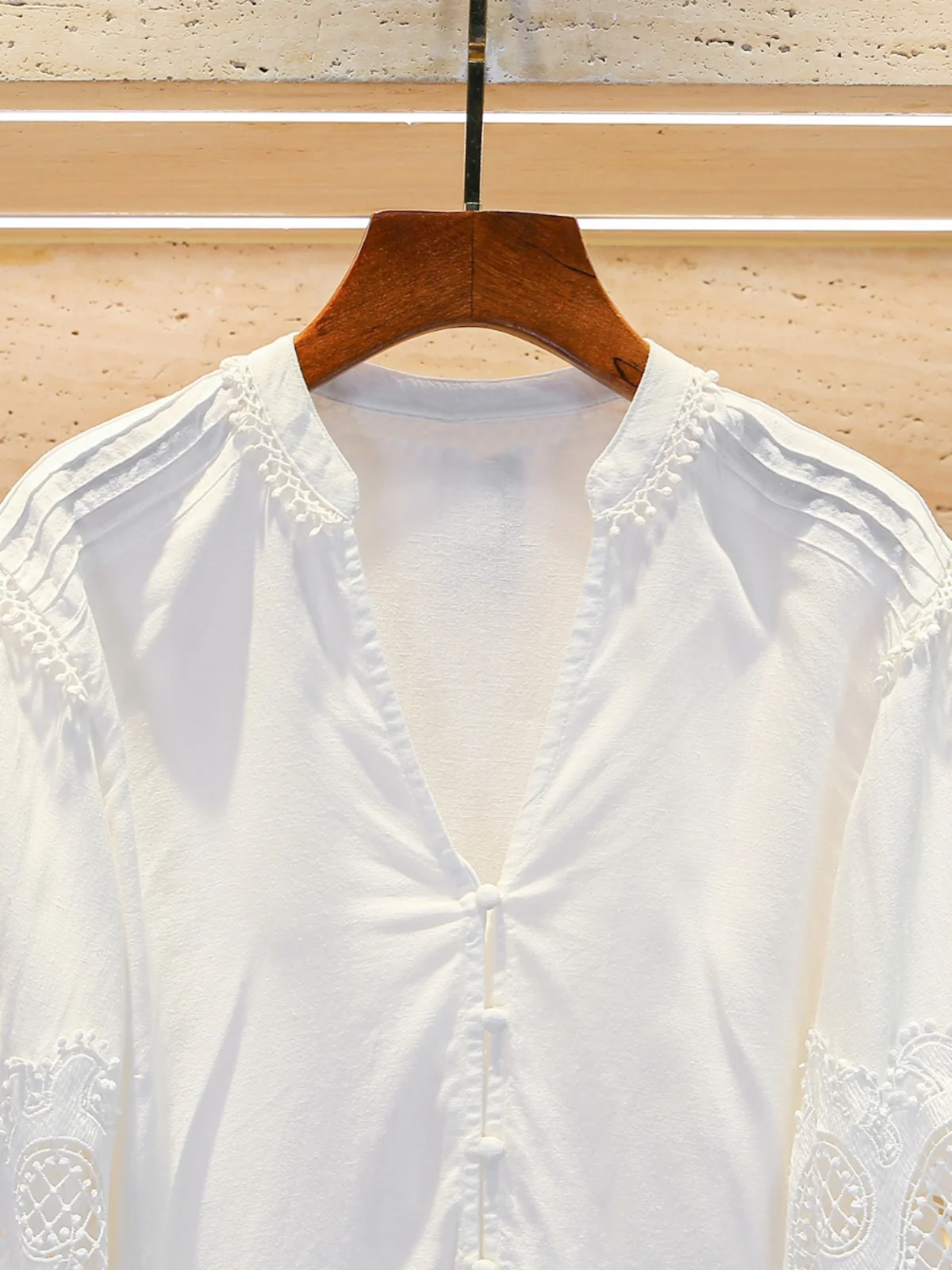 

M Home Nan You High End Women's Gentle Sle Lace Loose V Ne Hollow out irt Top Women Commute Sle Simple Straight Tube