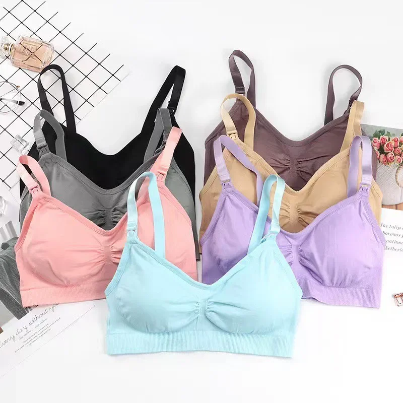 Lace Nursing Bra for Pregnant Women Supportive High Stretch Comfy Maternity Bra with Open Front Button for Easy Breastfeeding