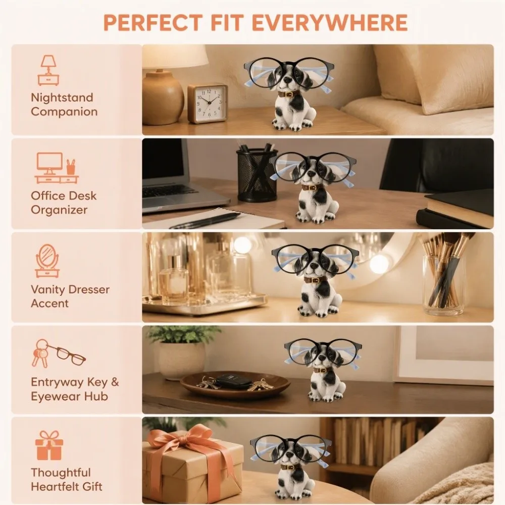 Practical Puppy Shape Eyeglass Holder Display Fun Design Glasses Holder Stand Eyewear Organizer Display For Eyewear Storage