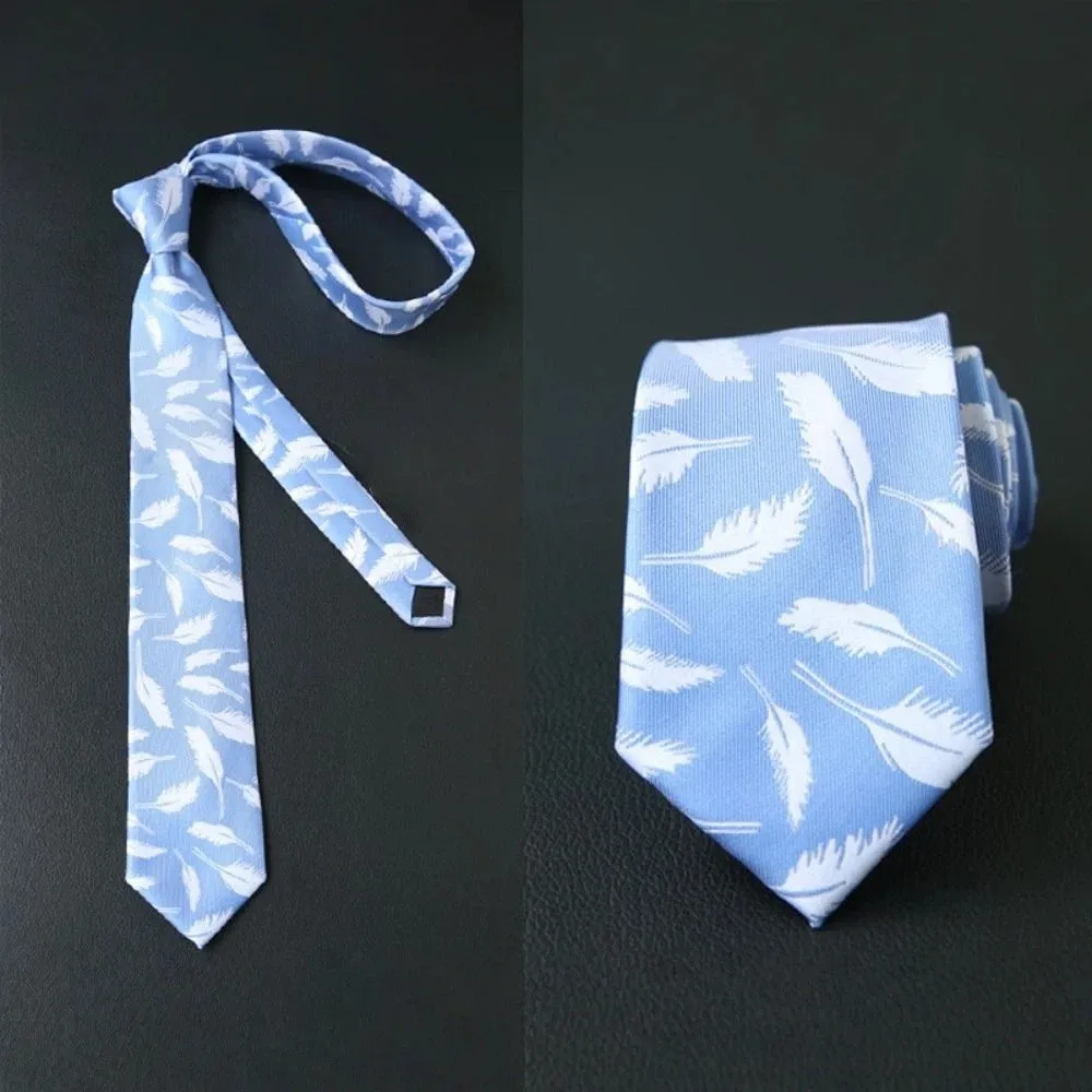 Floral Embroidery Wedding Men's Ties Soft Feather Pattern Casual Necktie Smooth Polyester Slik Bow Tie Shirt Party Accessories