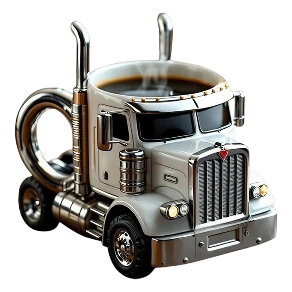 200-250ml Semi-Truck Coffee Mugs Stainless Steel Funny Drinkware Cups Handcrafted Water Bottle Resin Beer Mug for Novelty Gift